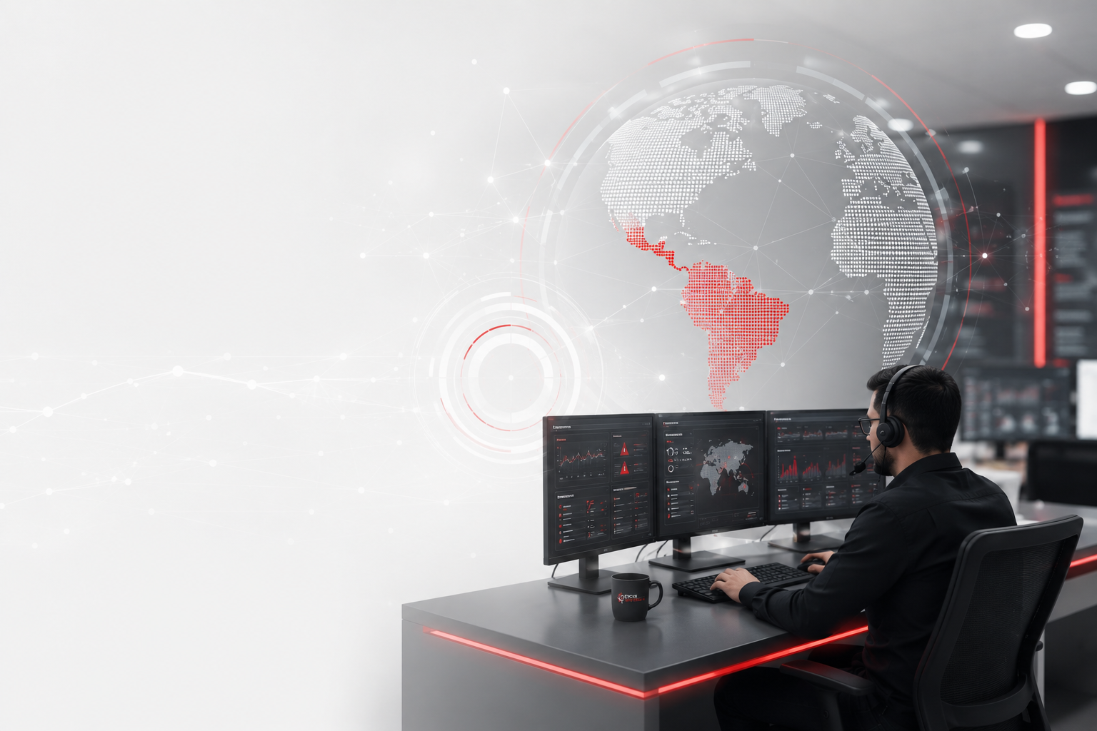 Analista de Focus Systems 4.0 monitoreando el SOC 24/7